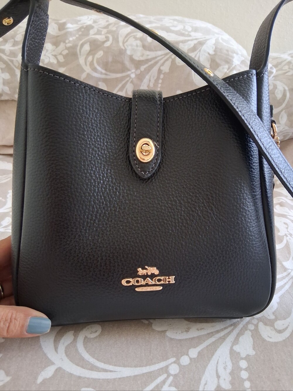 COACH Black Pebbled Leathe crossbody Bag